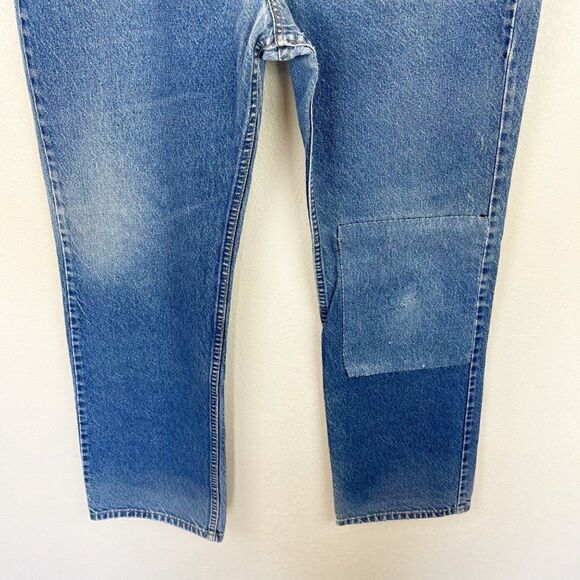 Levis Vintage Orange Tab Big E Straight Leg Size 40 Blue Patchwork 60s Denim - Picture 3 of 12